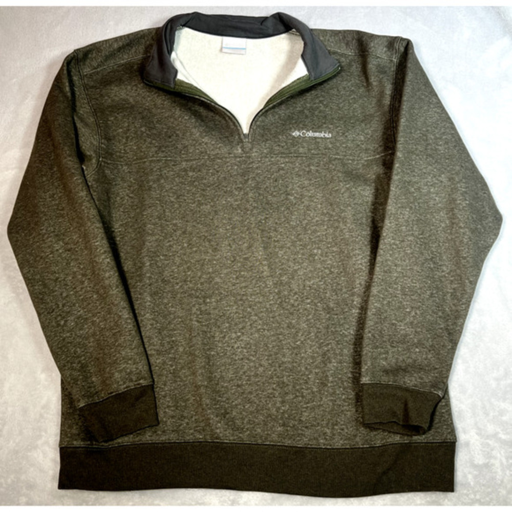 Columbia Sweatshirt Mens Large‎ Marled Green 1/4 Zip Pullover Outdoor Gorpcore